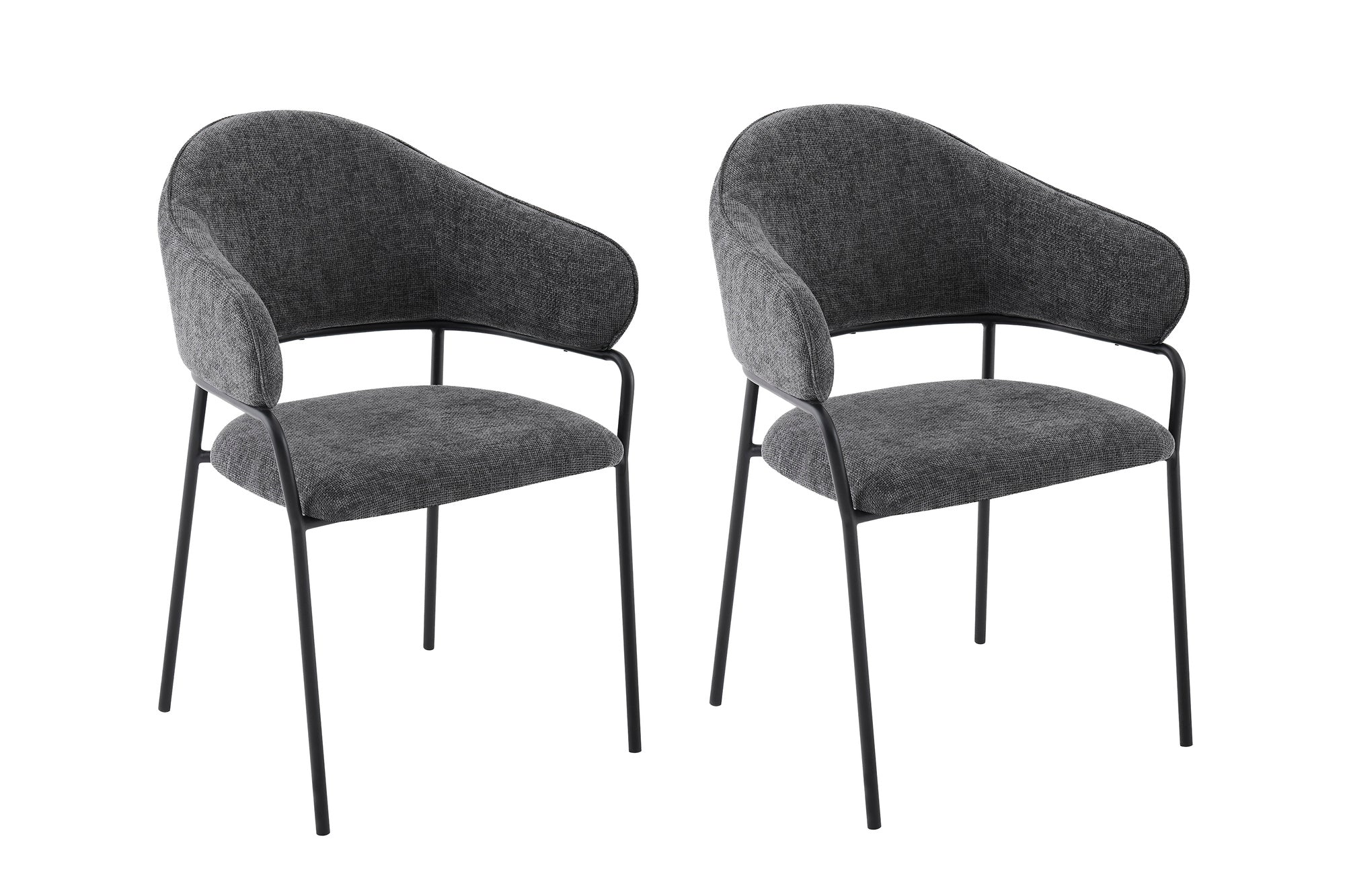 Stuhl 2-er Set CURVE / Webstoffbezug in dunkelgrau, dunkelgrün oder taupe, Gestell in schwarz / Esszimmerstuhl / Küchenstuhl / Maße: B 60 x H 86 x T 58 cm