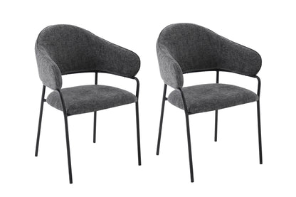 byLIVING Stuhl 2-er Set CURVE / Webstoffbezug in dunkelgrau, dunkelgrün oder taupe, Gestell in schwarz / Esszimmerstuhl / Küchenstuhl / Maße: B 60 x H 86 x T 58 cm
