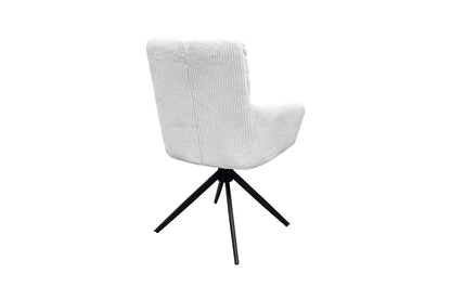Esszimmerstuhl 2er Set PURA / Grob-Cord dunkelgrau oder off-white / Gestell Metall schwarz matt / Sitzschale 360° drehbar / B 58, H 74, T 60 cm