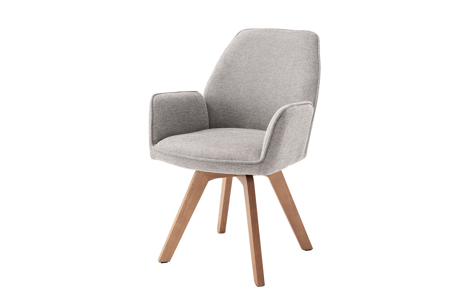 byLIVING Esszimmerstuhl 2er Set TONY / Webstoff hellgrau oder anthrazit / Gestell Buche natur in Eiche-Optik / Sitzschale 360° drehbar / Küchenstuhl / Wohnzimmerstuhl / B 57, H 89, T 61 cm