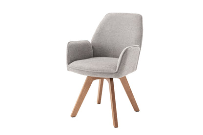 byLIVING Esszimmerstuhl 2er Set TONY / Webstoff hellgrau oder anthrazit / Gestell Buche natur in Eiche-Optik / Sitzschale 360° drehbar / Küchenstuhl / Wohnzimmerstuhl / B 57, H 89, T 61 cm
