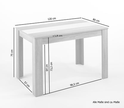 NORI Tisch, Breite 120, 140 oder 160 cm, Einlegeplatte schwarz/weiß, in Eiche-Optik, weiß oder Old-Wood-Optik