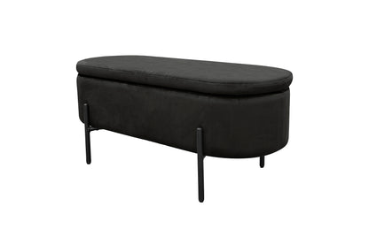 Bank NOVA / Samt dunkelgrün, grau oder schwarz / Metall schwarz pulverbeschichtet / Polsterbank mit Stauraum / B 95, H 42, T 37,5 cm