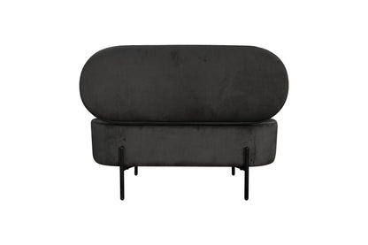 Bank NOVA / Samt dunkelgrün, grau oder schwarz / Metall schwarz pulverbeschichtet / Polsterbank mit Stauraum / B 95, H 42, T 37,5 cm