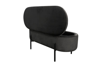 Bank NOVA / Samt dunkelgrün, grau oder schwarz / Metall schwarz pulverbeschichtet / Polsterbank mit Stauraum / B 95, H 42, T 37,5 cm