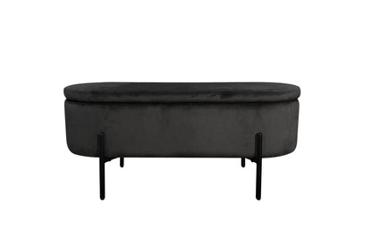 Bank NOVA / Samt dunkelgrün, grau oder schwarz / Metall schwarz pulverbeschichtet / Polsterbank mit Stauraum / B 95, H 42, T 37,5 cm