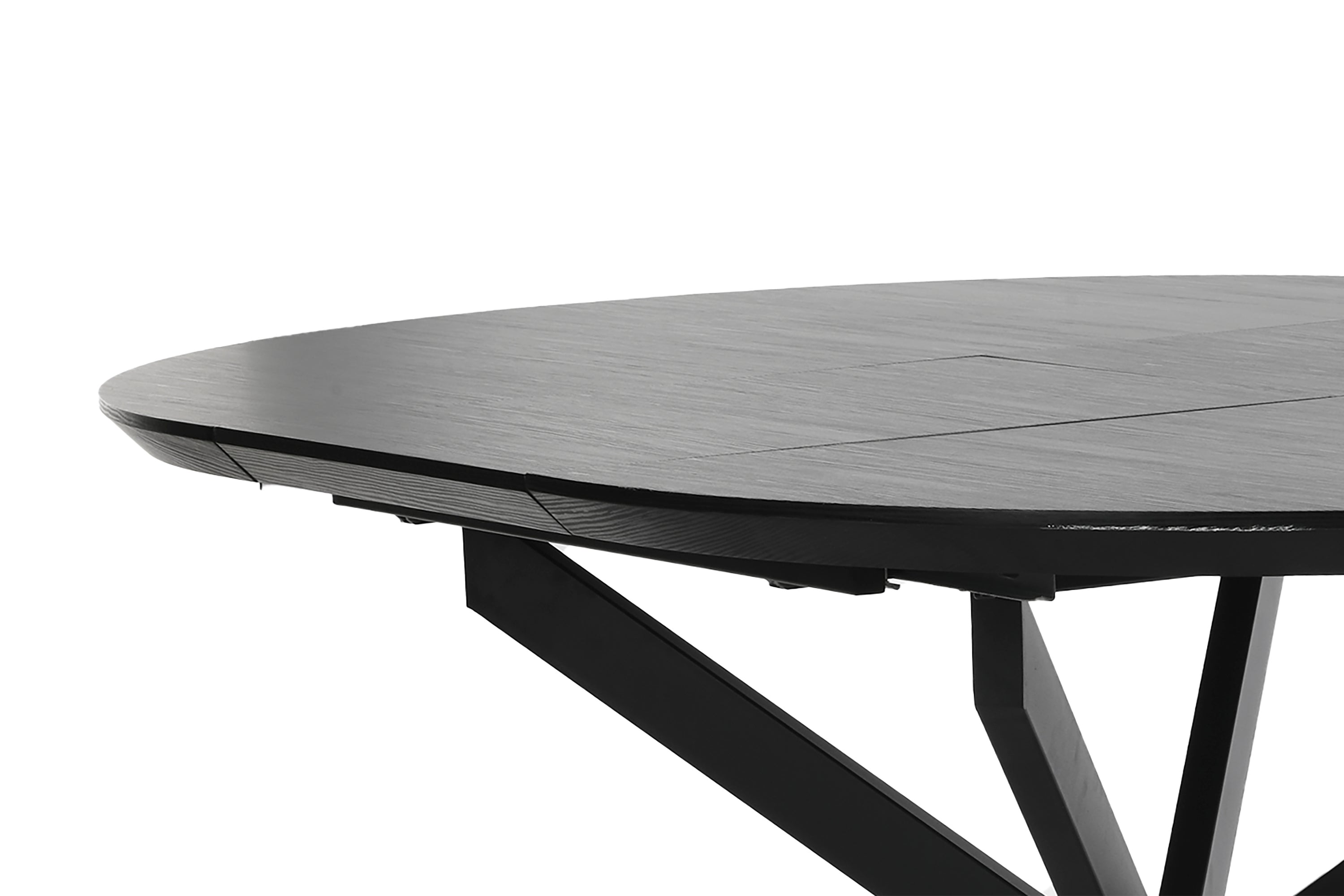 Esstisch OREGON / mit Auszug / Tischplatte Eichen-Optik schwarz / mit Schweizer Kante / Gestell Metall schwarz / 120-160 x 110, H 76 cm