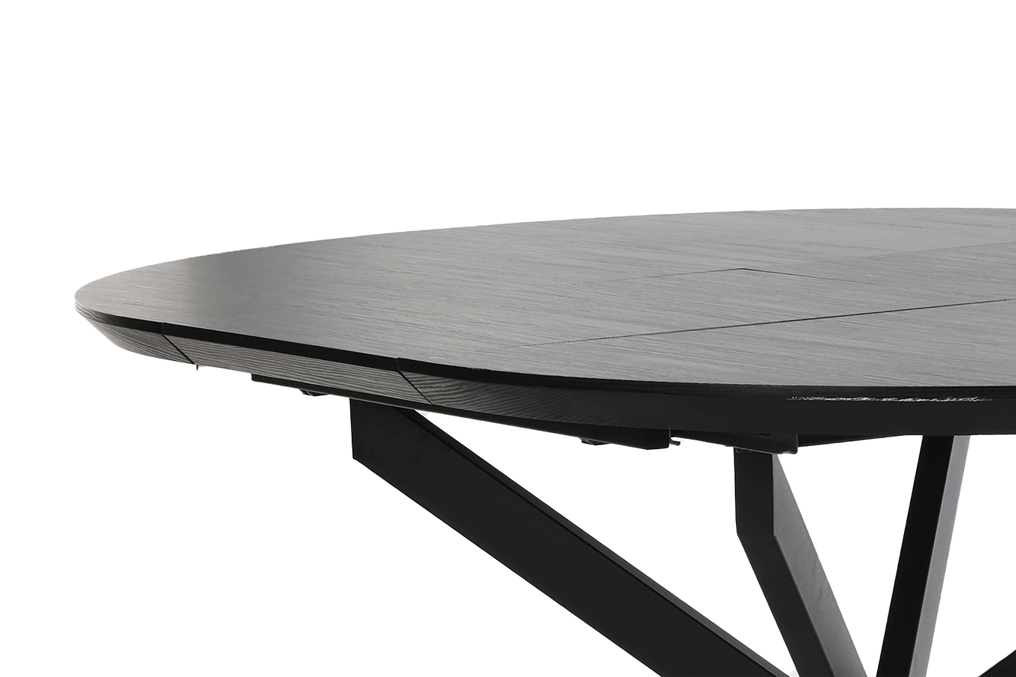 Esstisch OREGON / mit Auszug / Tischplatte Eichen-Optik schwarz / mit Schweizer Kante / Gestell Metall schwarz / 120-160 x 110, H 76 cm