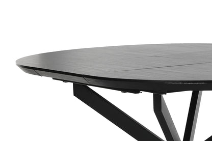 Esstisch OREGON / mit Auszug / Tischplatte Eichen-Optik schwarz / mit Schweizer Kante / Gestell Metall schwarz / 120-160 x 110, H 76 cm