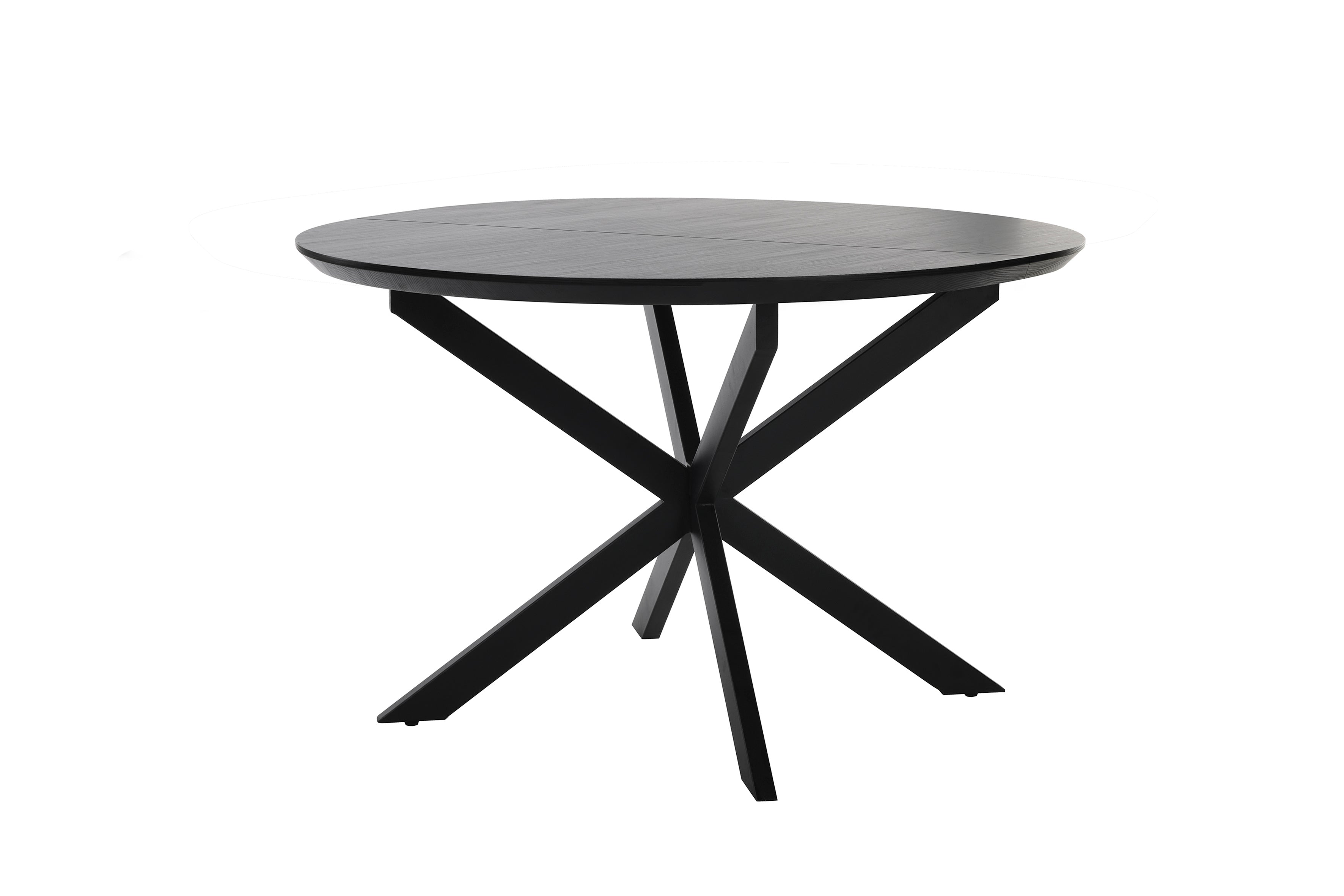 Esstisch OREGON / mit Auszug / Tischplatte Eichen-Optik schwarz / mit Schweizer Kante / Gestell Metall schwarz / 120-160 x 110, H 76 cm