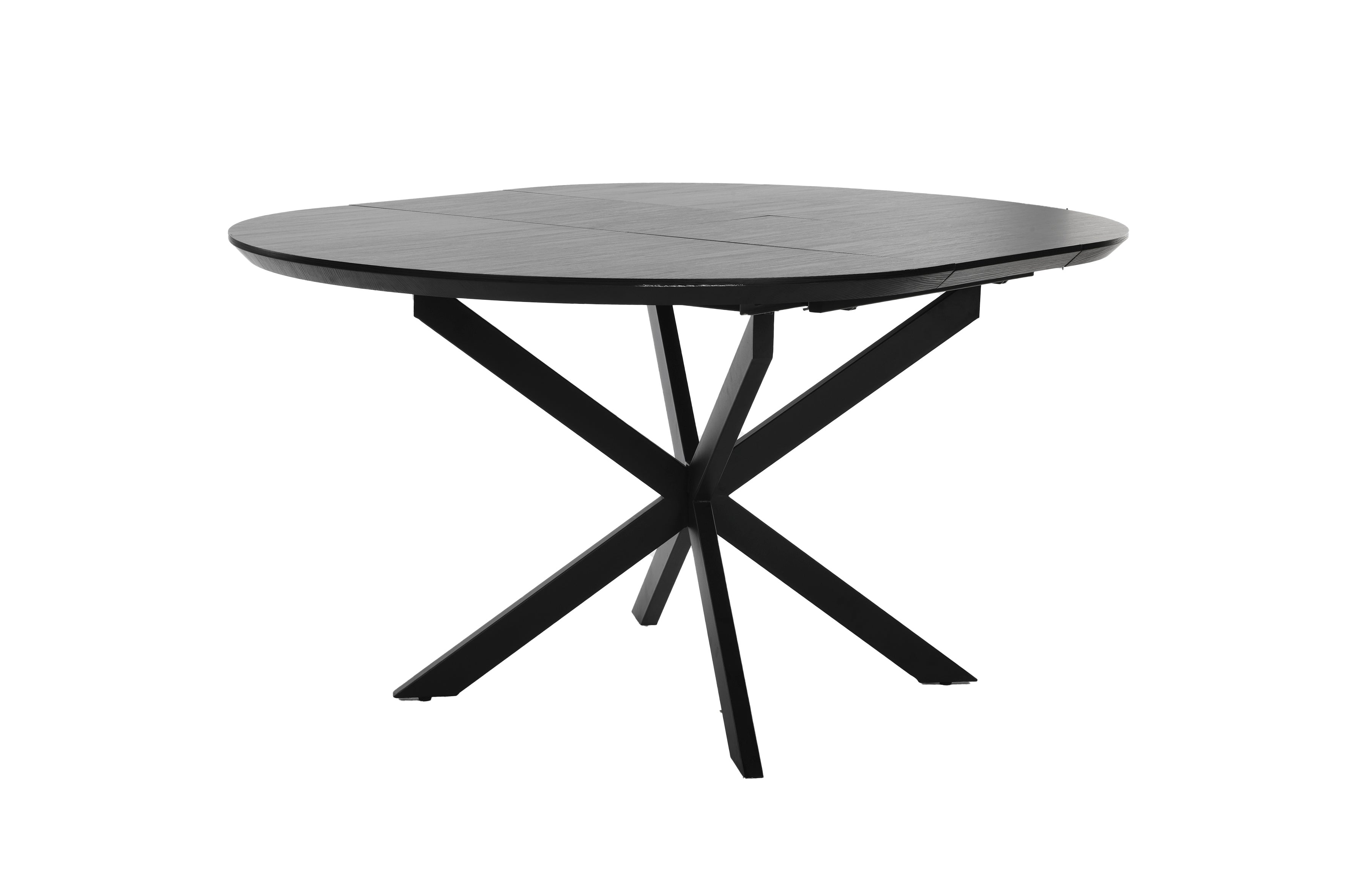 Esstisch OREGON / mit Auszug / Tischplatte Eichen-Optik schwarz / mit Schweizer Kante / Gestell Metall schwarz / 120-160 x 110, H 76 cm