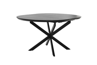 Esstisch OREGON / mit Auszug / Tischplatte Eichen-Optik schwarz / mit Schweizer Kante / Gestell Metall schwarz / 120-160 x 110, H 76 cm
