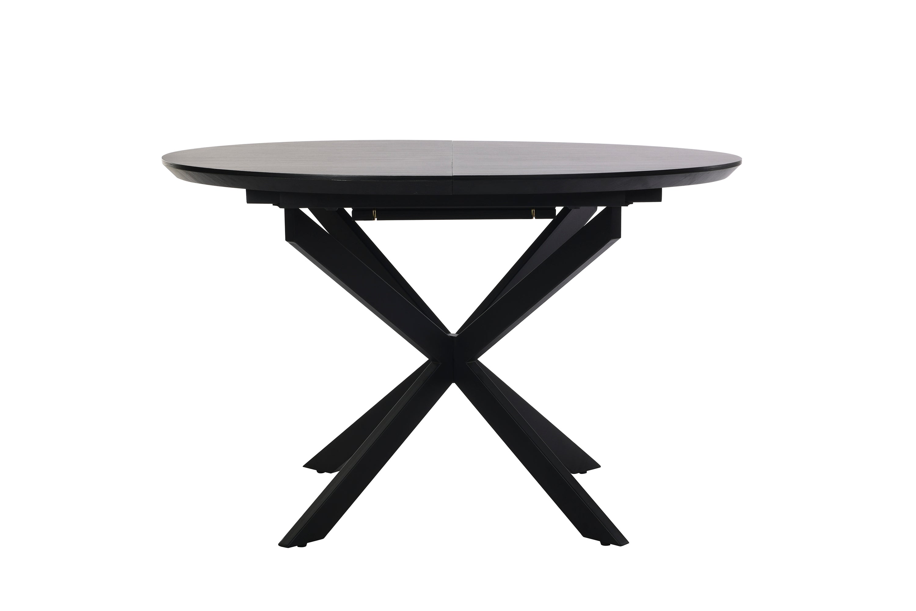 Esstisch OREGON / mit Auszug / Tischplatte Eichen-Optik schwarz / mit Schweizer Kante / Gestell Metall schwarz / 120-160 x 110, H 76 cm