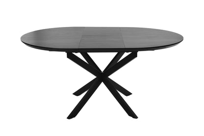 Esstisch OREGON / mit Auszug / Tischplatte Eichen-Optik schwarz / mit Schweizer Kante / Gestell Metall schwarz / 120-160 x 110, H 76 cm