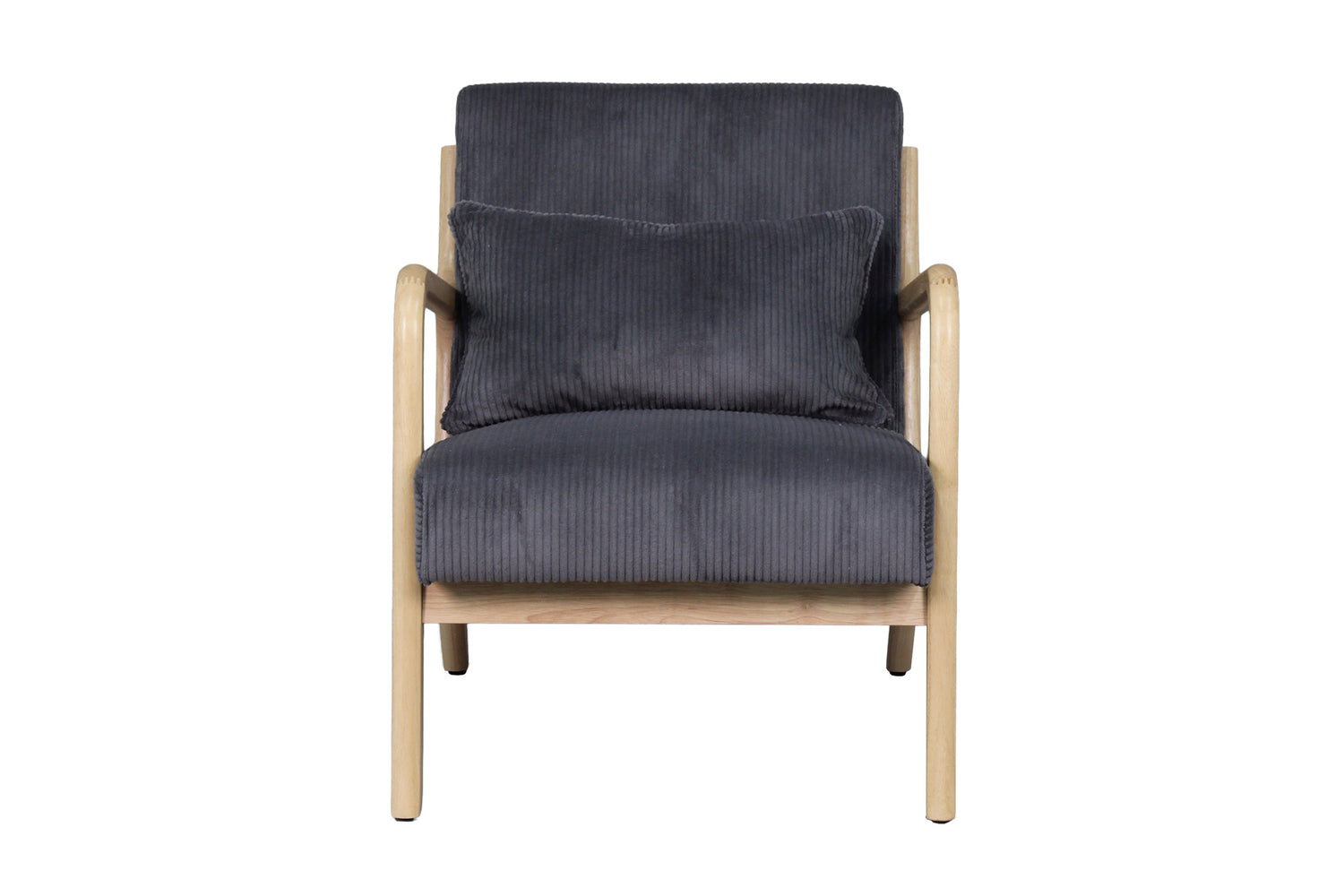 byLIVING Sessel NOHR / Grob-Cord off-white oder grau / Gestell und Armlehnen Massivholz natur / B 65,5, H 78, T 84 cm