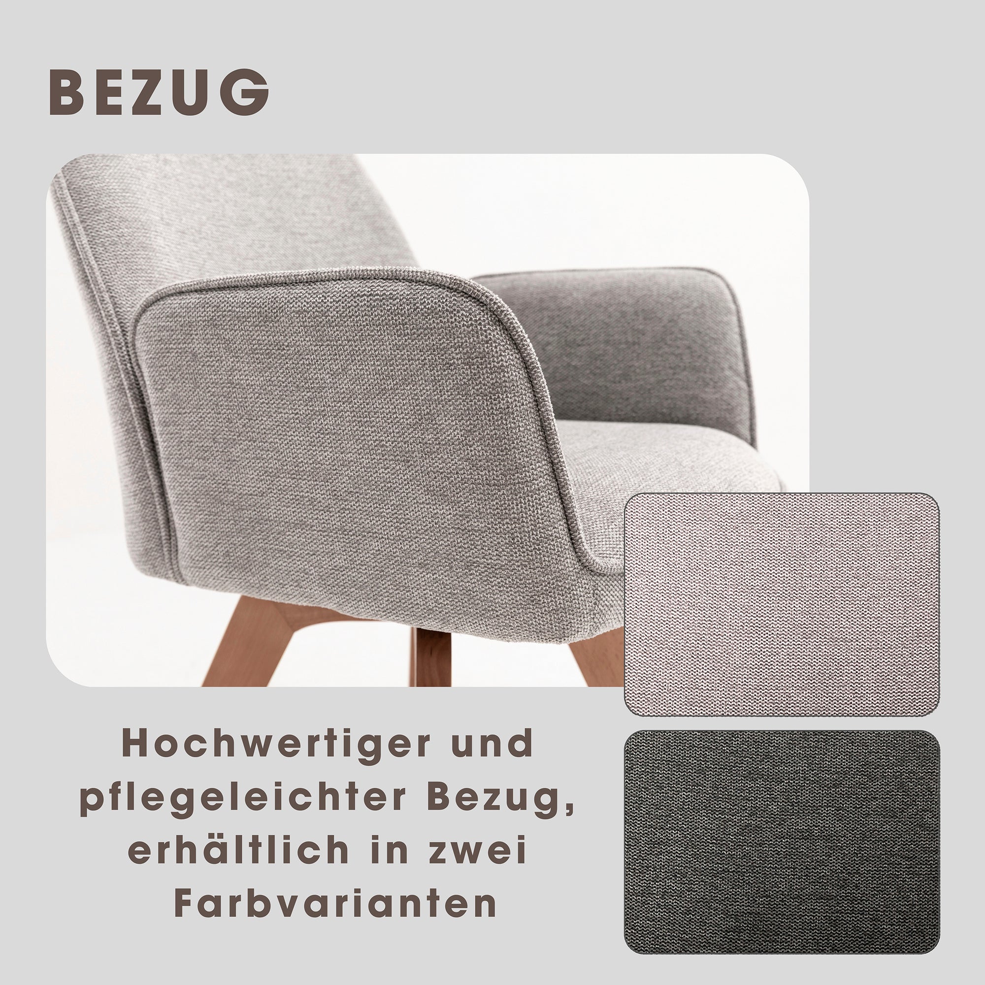 byLIVING Esszimmerstuhl 2er Set TONY / Webstoff hellgrau oder anthrazit / Gestell Buche natur in Eiche-Optik / Sitzschale 360° drehbar / Küchenstuhl / Wohnzimmerstuhl / B 57, H 89, T 61 cm
