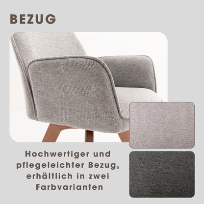 byLIVING Esszimmerstuhl 2er Set TONY / Webstoff hellgrau oder anthrazit / Gestell Buche natur in Eiche-Optik / Sitzschale 360° drehbar / Küchenstuhl / Wohnzimmerstuhl / B 57, H 89, T 61 cm