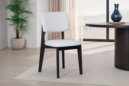 byLIVING Esszimmerstuhl 2er Set ELSA / Webstoff beige oder grau / Gestell Massivholz schwarz / B 48, H 87, T 54 cm