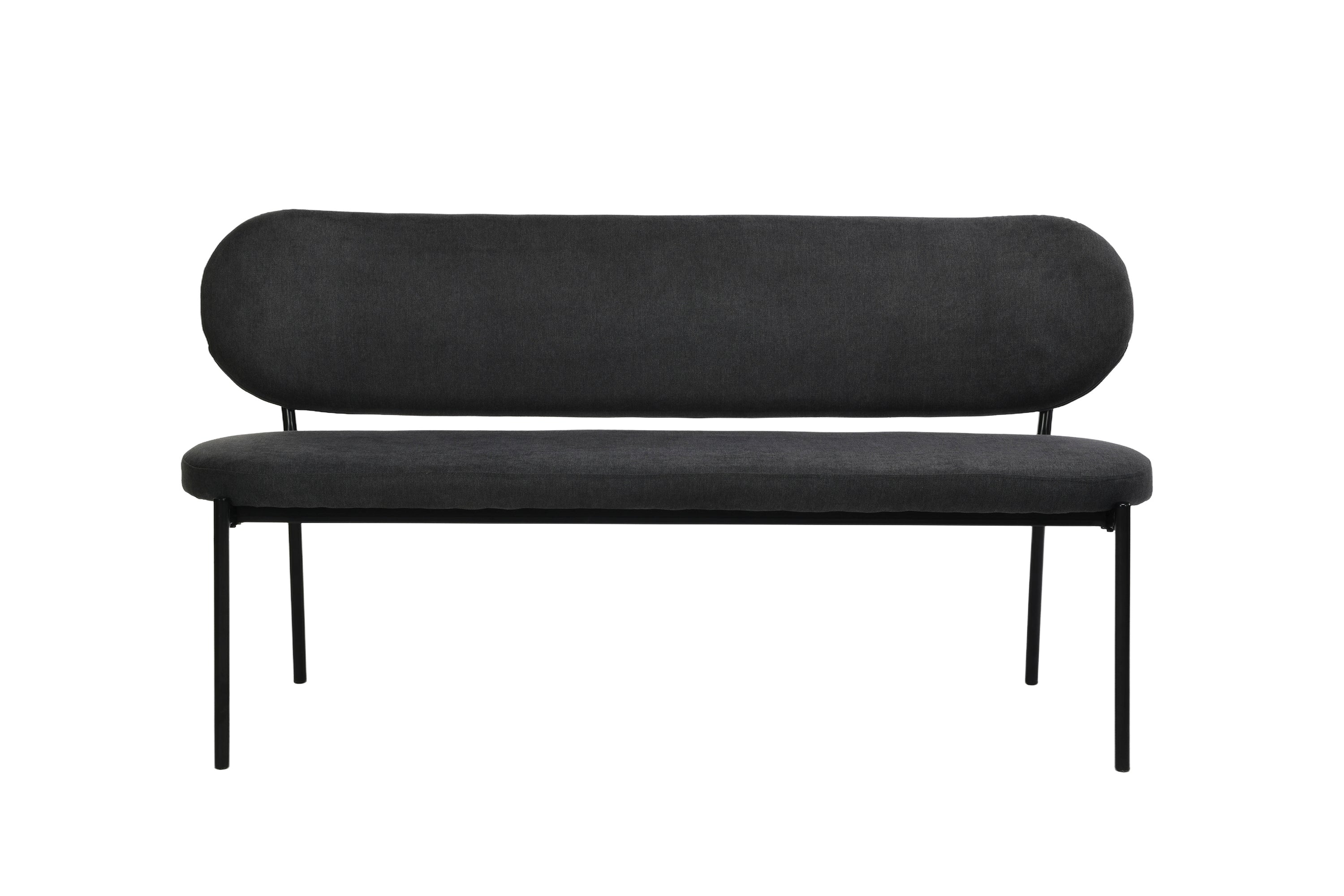 Bank JERSEY / Webstoff dunkelgrau oder / Gestell Metall schwarz / Bank mit Rückenlehne / B 160, H 82, T 62 cm