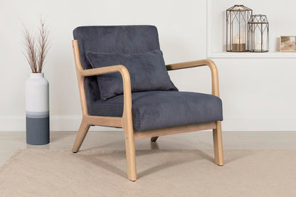 byLIVING Sessel NOHR / Grob-Cord off-white oder grau / Gestell und Armlehnen Massivholz natur / B 65,5, H 78, T 84 cm