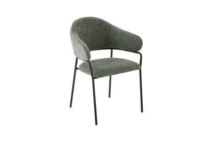 byLIVING Stuhl 2-er Set CURVE / Webstoffbezug in dunkelgrau, dunkelgrün oder taupe, Gestell in schwarz / Esszimmerstuhl / Küchenstuhl / Maße: B 60 x H 86 x T 58 cm