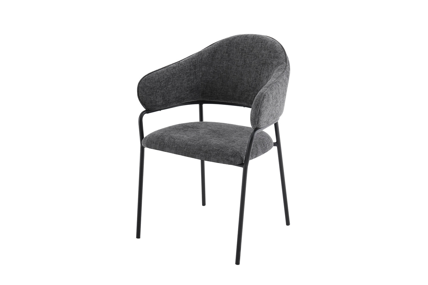 byLIVING Stuhl 2-er Set CURVE / Webstoffbezug in dunkelgrau, dunkelgrün oder taupe, Gestell in schwarz / Esszimmerstuhl / Küchenstuhl / Maße: B 60 x H 86 x T 58 cm