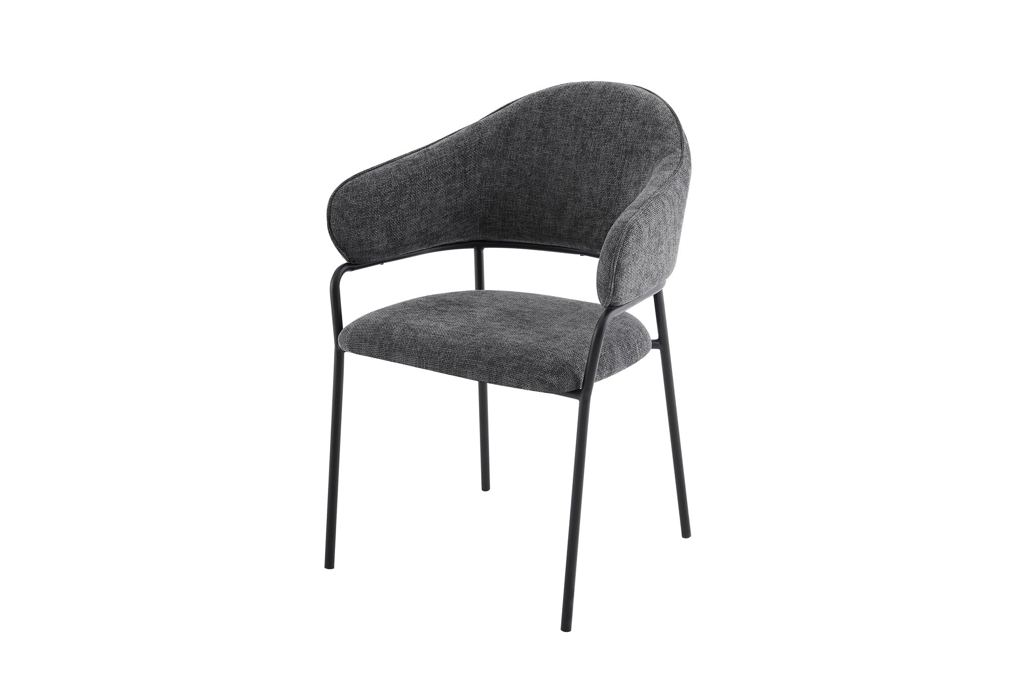 byLIVING Stuhl 2-er Set CURVE / Webstoffbezug in dunkelgrau, dunkelgrün oder taupe, Gestell in schwarz / Esszimmerstuhl / Küchenstuhl / Maße: B 60 x H 86 x T 58 cm