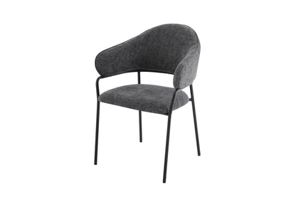 byLIVING Stuhl 2-er Set CURVE / Webstoffbezug in dunkelgrau, dunkelgrün oder taupe, Gestell in schwarz / Esszimmerstuhl / Küchenstuhl / Maße: B 60 x H 86 x T 58 cm