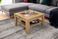 Couchtisch RALPH / moderner Sofatisch mit Glaseinlage und großzügiger Schublade / in Old Wood-Optik, weiß oder Artisan Eiche / Beistelltisch mit viel Stauraum / B 67, H 43, T 67 cm