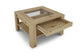 Couchtisch RALPH / moderner Sofatisch mit Glaseinlage und großzügiger Schublade / in Old Wood-Optik, weiß oder Artisan Eiche / Beistelltisch mit viel Stauraum / B 67, H 43, T 67 cm