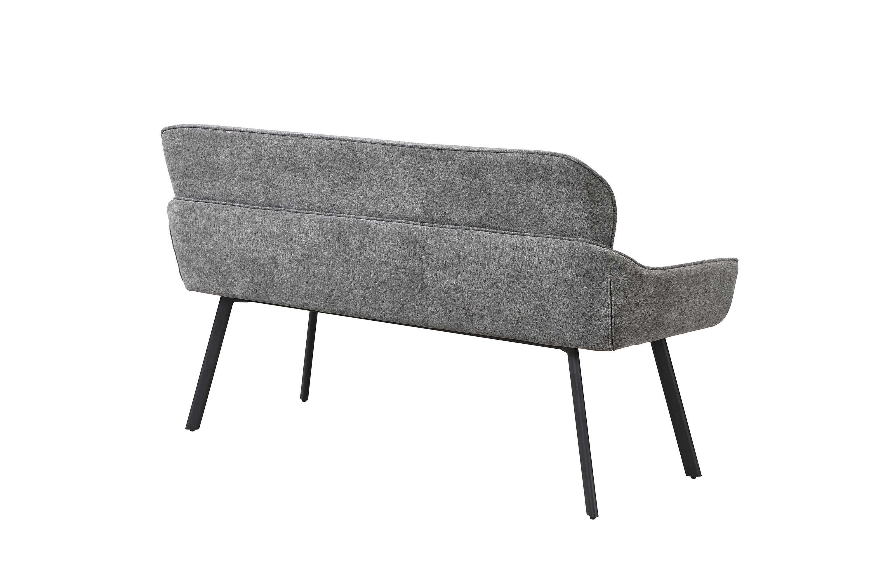 Bank RICO / Webstoffbezug in dunkelgrau oder taupe, Gestell in schwarz / Taschenfederkern, aufgedoppelter Rücken / Esszimmerbank, Sitzbank / B 140 x H 90 x T 62 cm oder B 160 x H 90 x T 62 cm