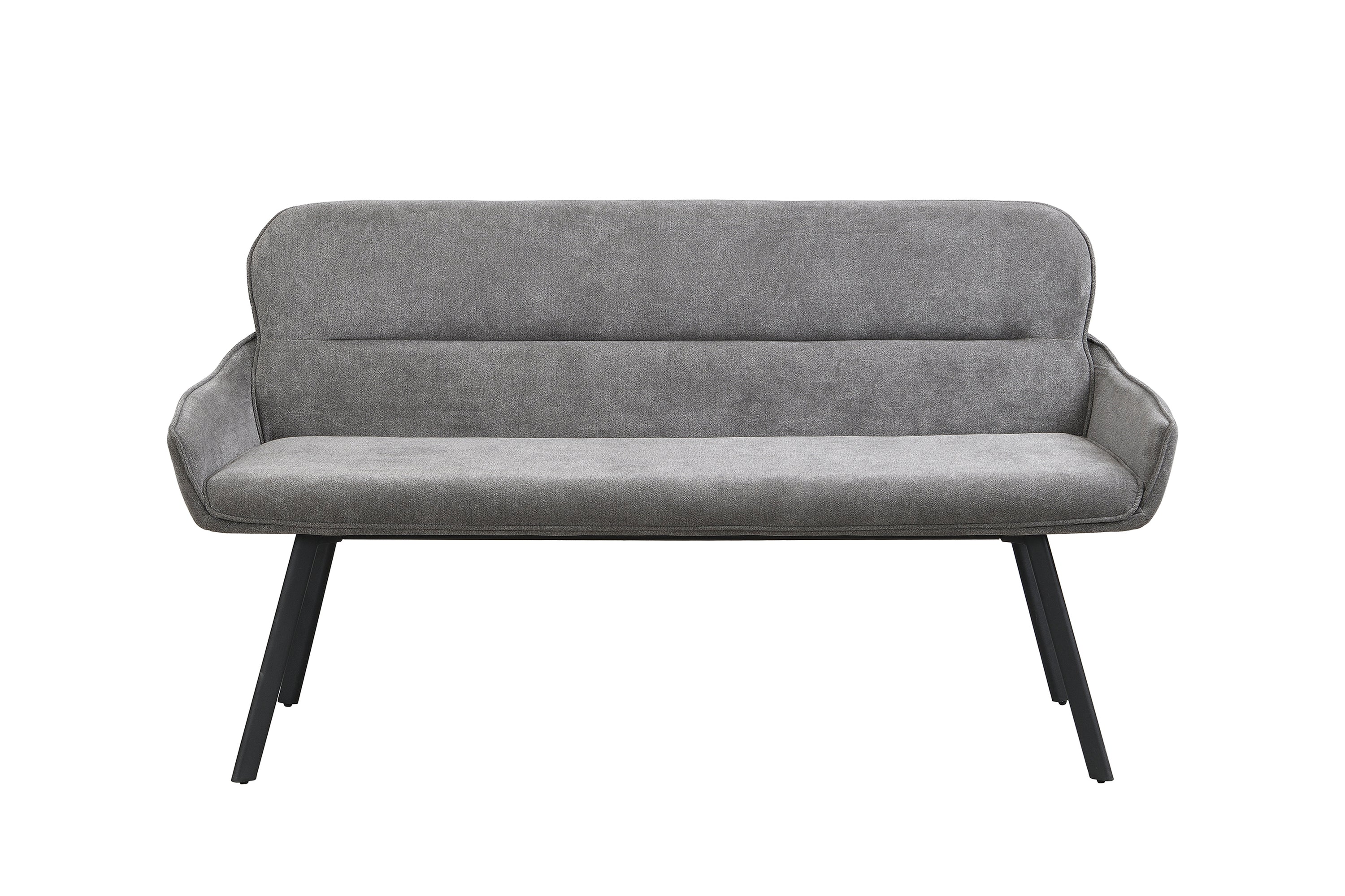 Bank RICO / Webstoffbezug in dunkelgrau oder taupe, Gestell in schwarz / Taschenfederkern, aufgedoppelter Rücken / Esszimmerbank, Sitzbank / B 140 x H 90 x T 62 cm oder B 160 x H 90 x T 62 cm