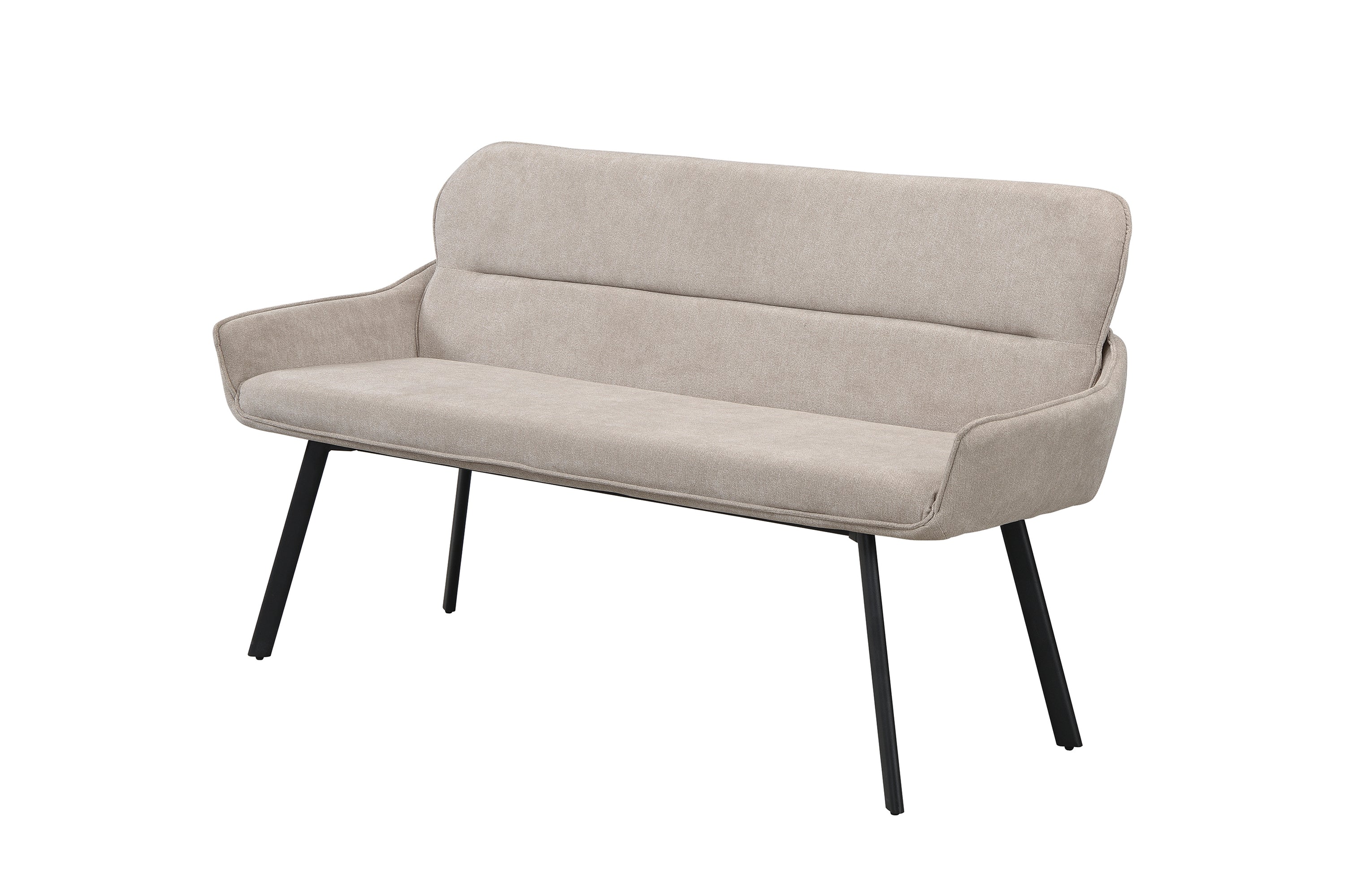 Bank RICO / Webstoffbezug in dunkelgrau oder taupe, Gestell in schwarz / Taschenfederkern, aufgedoppelter Rücken / Esszimmerbank, Sitzbank / B 140 x H 90 x T 62 cm oder B 160 x H 90 x T 62 cm