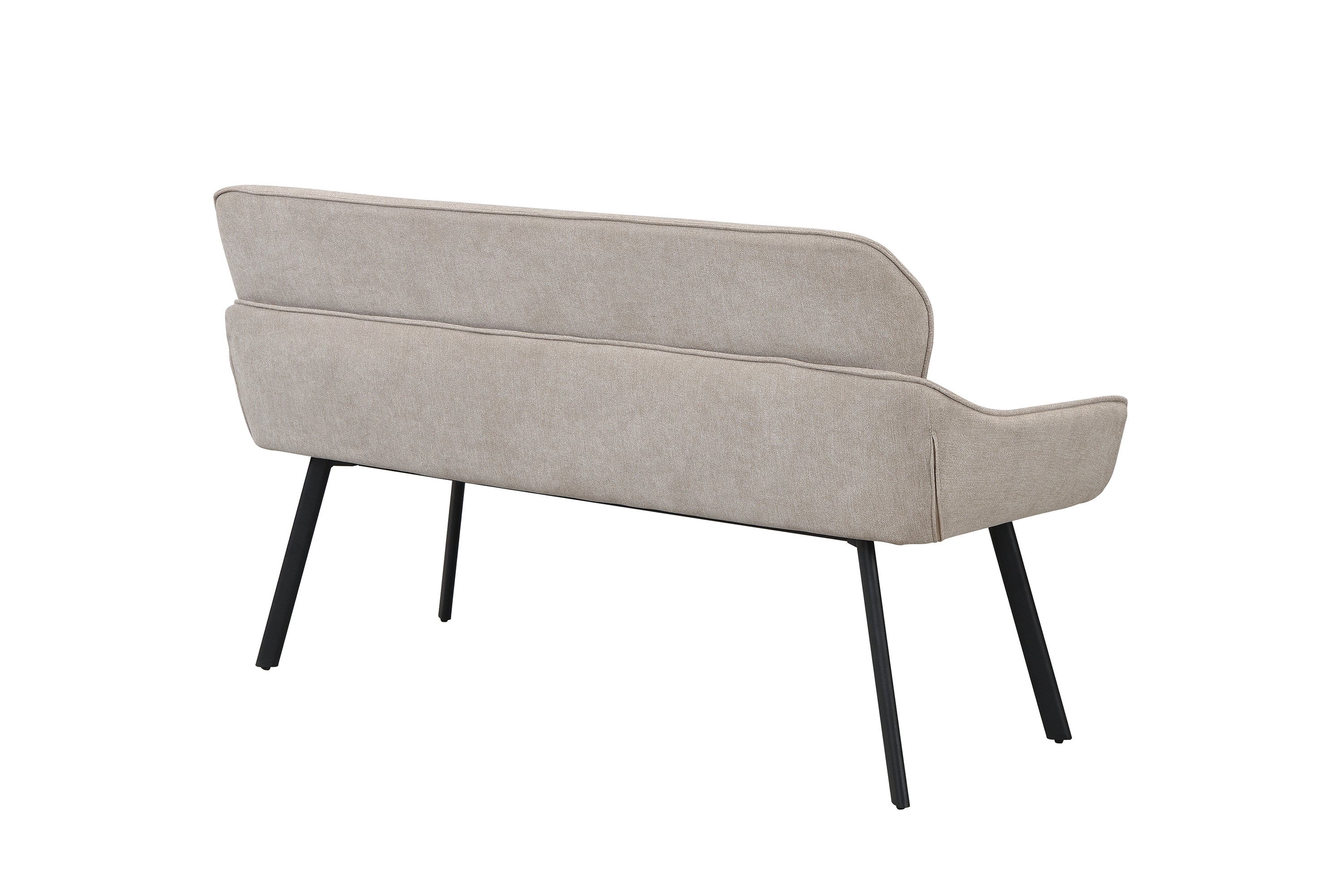 Bank RICO / Webstoffbezug in dunkelgrau oder taupe, Gestell in schwarz / Taschenfederkern, aufgedoppelter Rücken / Esszimmerbank, Sitzbank / B 140 x H 90 x T 62 cm oder B 160 x H 90 x T 62 cm