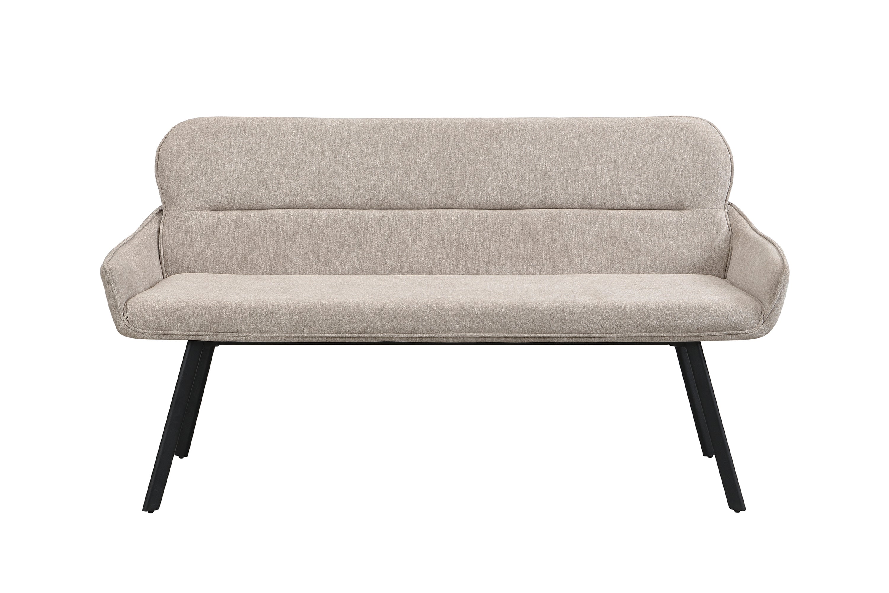 Bank RICO / Webstoffbezug in dunkelgrau oder taupe, Gestell in schwarz / Taschenfederkern, aufgedoppelter Rücken / Esszimmerbank, Sitzbank / B 140 x H 90 x T 62 cm oder B 160 x H 90 x T 62 cm