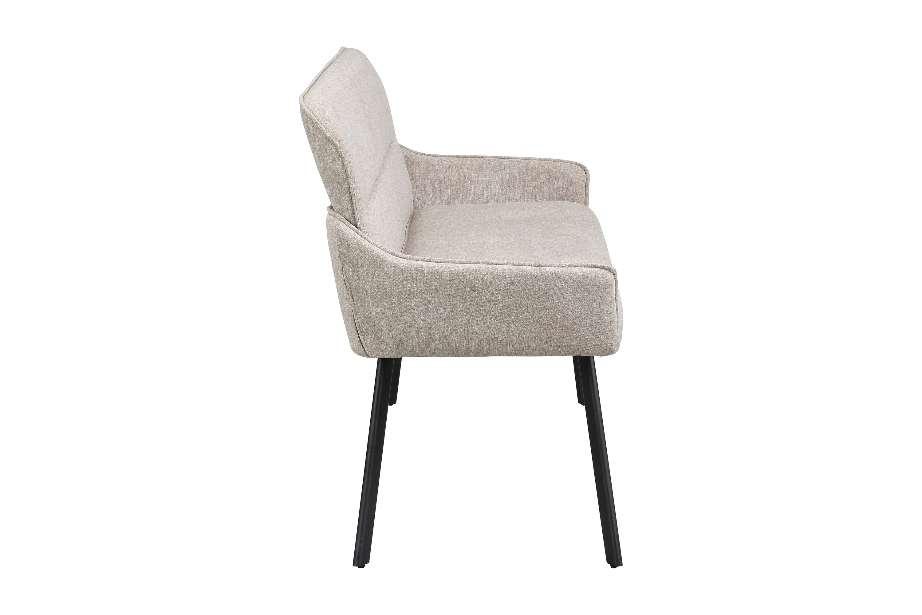 Bank RICO / Webstoffbezug in dunkelgrau oder taupe, Gestell in schwarz / Taschenfederkern, aufgedoppelter Rücken / Esszimmerbank, Sitzbank / B 140 x H 90 x T 62 cm oder B 160 x H 90 x T 62 cm