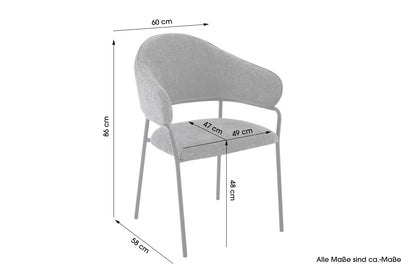 byLIVING Stuhl 2-er Set CURVE / Webstoffbezug in dunkelgrau, dunkelgrün oder taupe, Gestell in schwarz / Esszimmerstuhl / Küchenstuhl / Maße: B 60 x H 86 x T 58 cm