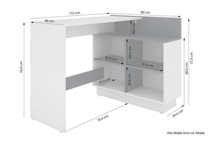 byLIVING Schreibtisch BERNI / Gaming-Tisch in weiß oder Artisan Eiche (Eiche-Optik) mit graphit / Mit viel Stauraum und großer Tischplatte / Computer-Tisch / PC / Arbeits-Tisch / rechts-links montierbar / B 112, H 77,5, T 80 cm