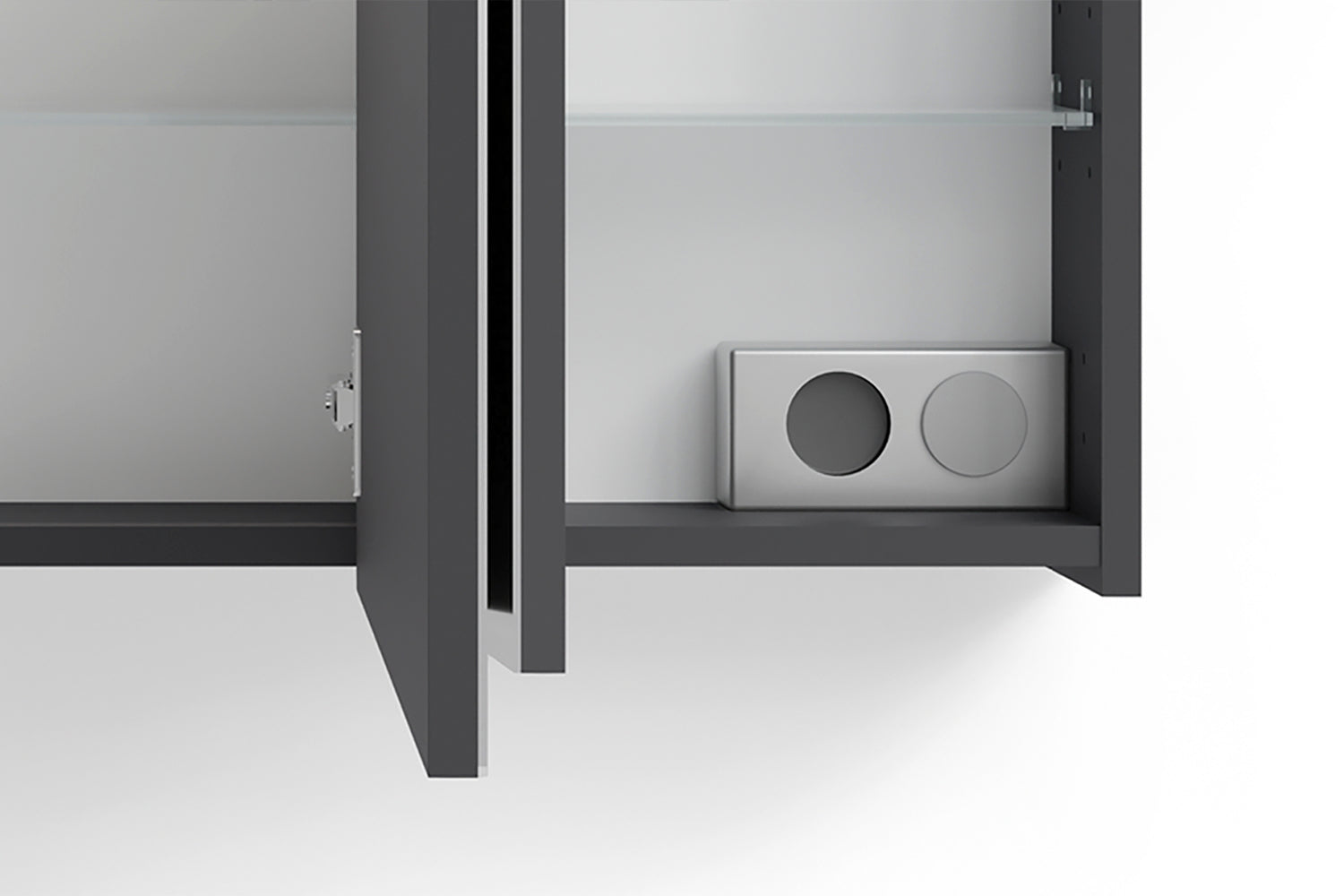 byLIVING Spiegelschrank SPREE / Korpus matt weiß oder anthrazit mit Spiegeltüren / Hängeschrank mit Soft-Close-Funktion / Inklusive LED-Beleuchtung / Badschrank mit Stecker- und Schalterdose / B 120, H 60, T 20 cm