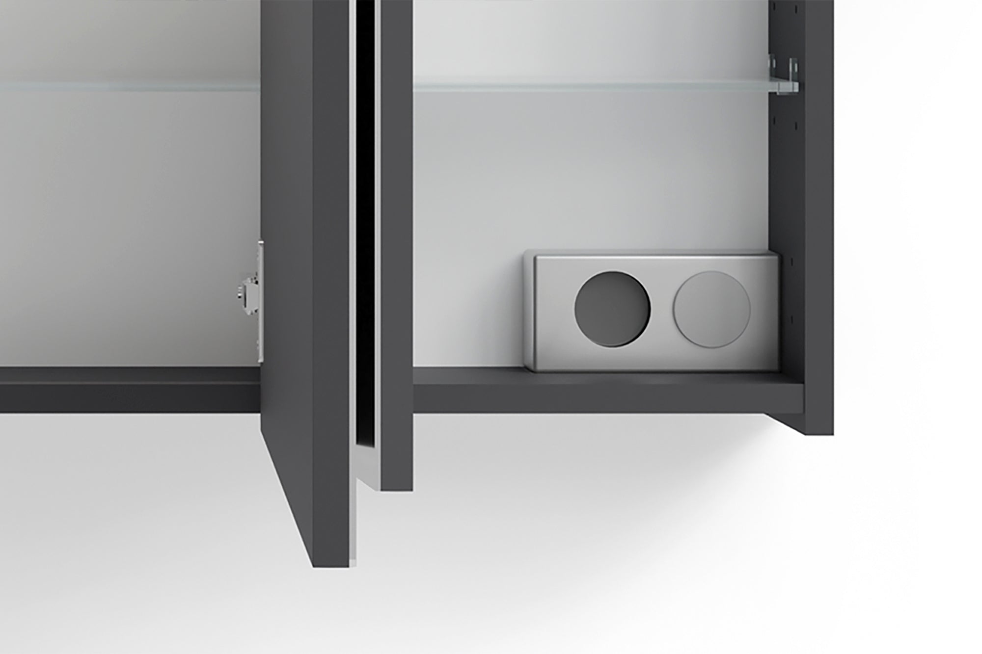 byLIVING Spiegelschrank SPREE / Korpus matt weiß oder anthrazit mit Spiegeltüren / Hängeschrank mit Soft-Close-Funktion / Inklusive LED-Beleuchtung / Badschrank mit Stecker- und Schalterdose / B 120, H 60, T 20 cm