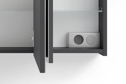byLIVING Spiegelschrank SPREE / Korpus matt weiß oder anthrazit mit Spiegeltüren / Hängeschrank mit Soft-Close-Funktion / Inklusive LED-Beleuchtung / Badschrank mit Stecker- und Schalterdose / B 120, H 60, T 20 cm