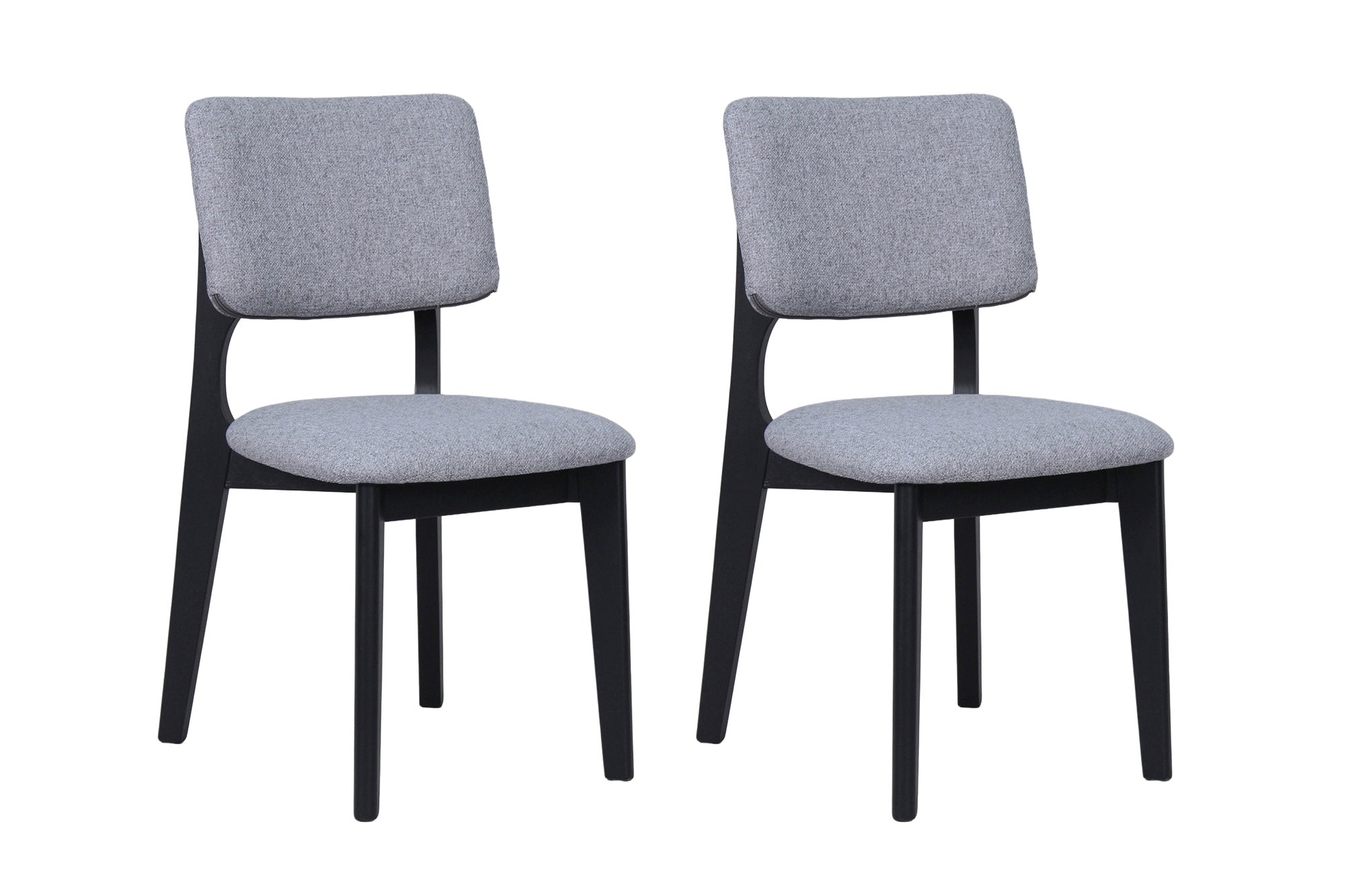 Esszimmerstuhl 2er Set ELSA / Webstoff beige oder grau / Gestell Massivholz schwarz / B 48, H 87, T 54 cm