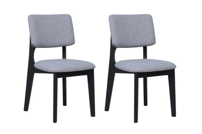 byLIVING Esszimmerstuhl 2er Set ELSA / Webstoff beige oder grau / Gestell Massivholz schwarz / B 48, H 87, T 54 cm