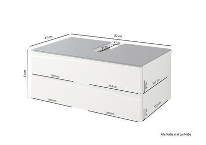 Waschtisch SHAPE / Moderne Bad Kommode / in weiß, anthrazit oder Artisan Eiche (Eiche-Optik) / 2 Schubladen mit gefräster Griffleiste / Schrank / 80 x 33 x 46 cm (BxHxT)