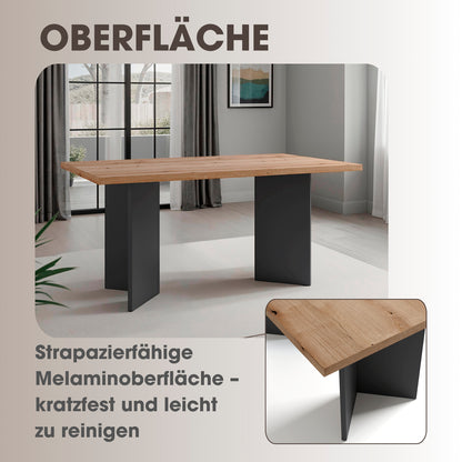 byLIVING Tisch MARTEN / Tischplatte in Evoke Eiche - Optik, Gestell in anthrazit / stabile Konstruktion, bis 6 Personen / Esstisch / Küchentisch / Maße: 138 x 90, H 75,5 cm oder 160 x 90, H 75,5 cm