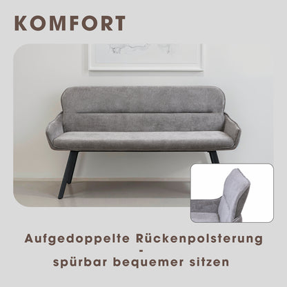 byLIVING Bank RICO / Webstoffbezug in dunkelgrau oder taupe, Gestell in schwarz / Taschenfederkern, aufgedoppelter Rücken / Esszimmerbank, Sitzbank / B 140 x H 90 x T 62 cm oder B 160 x H 90 x T 62 cm