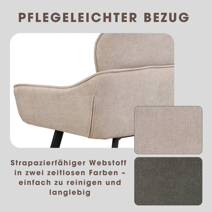 byLIVING Bank RICO / Webstoffbezug in dunkelgrau oder taupe, Gestell in schwarz / Taschenfederkern, aufgedoppelter Rücken / Esszimmerbank, Sitzbank / B 140 x H 90 x T 62 cm oder B 160 x H 90 x T 62 cm