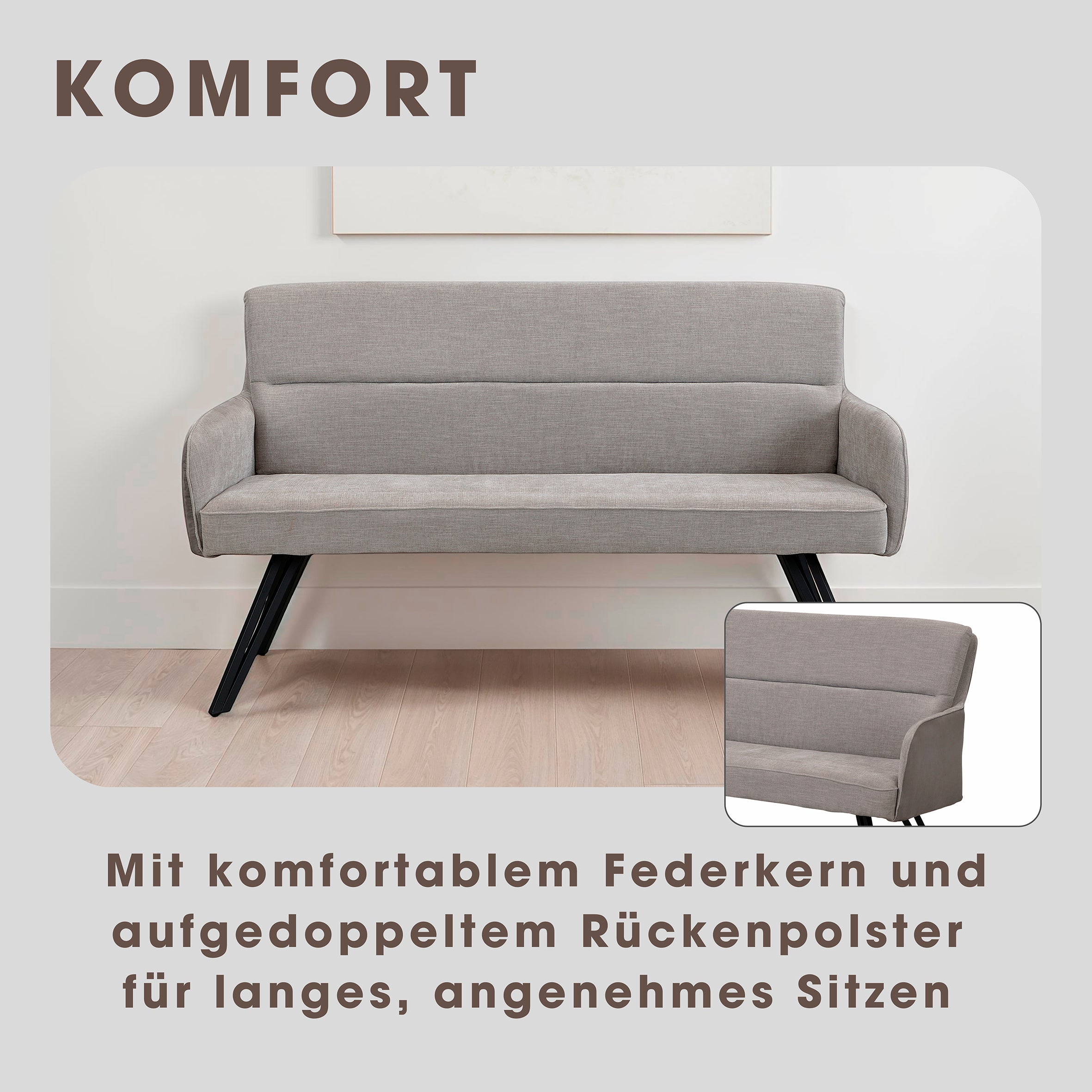 Bank TINO / Webstoff und Mikrofaser Bezug schwarz oder hellgrau / Gestell in schwarz / Aufgedoppelter Rücken / Küchenbank, Sitzbank, Esszimmerbank / B 140 x H 94 x T 67 cm oder B 160 x H 94 x T 67 cm