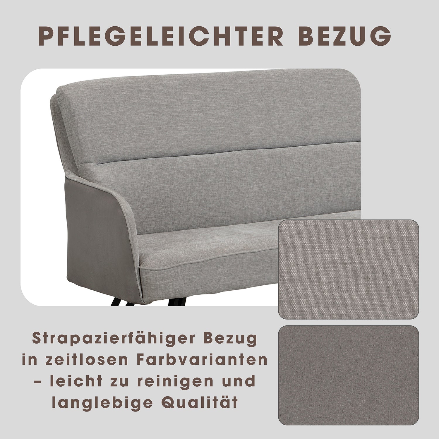 byLIVING Bank TINO / Webstoff und Mikrofaser Bezug schwarz oder hellgrau / Gestell in schwarz / Aufgedoppelter Rücken / Küchenbank, Sitzbank, Esszimmerbank / B 140 x H 94 x T 67 cm oder B 160 x H 94 x T 67 cm