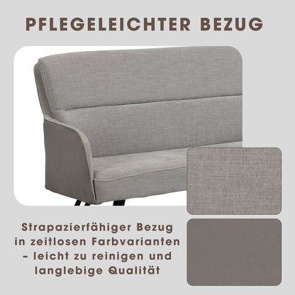 byLIVING Bank TINO / Webstoff und Mikrofaser Bezug schwarz oder hellgrau / Gestell in schwarz / Aufgedoppelter Rücken / Küchenbank, Sitzbank, Esszimmerbank / B 140 x H 94 x T 67 cm oder B 160 x H 94 x T 67 cm